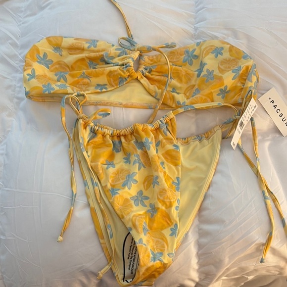 PacSun Yellow Bikini with Blue Floral Pattern - Picture 2 of 8